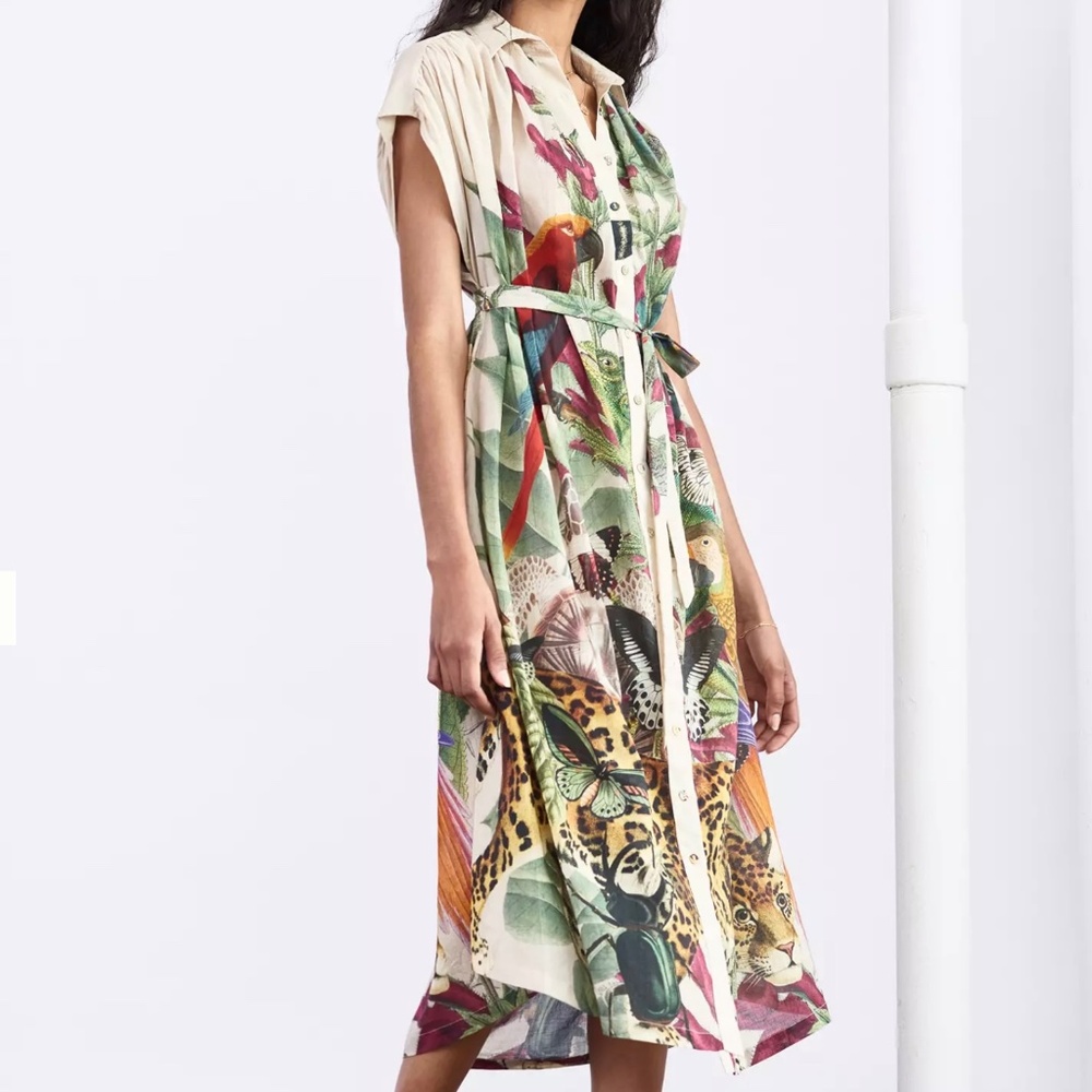 RARE ANTHROPOLOGIE CAROLINA K Menagerie Shirtdress Kaftan Dress - Size OS* EUC